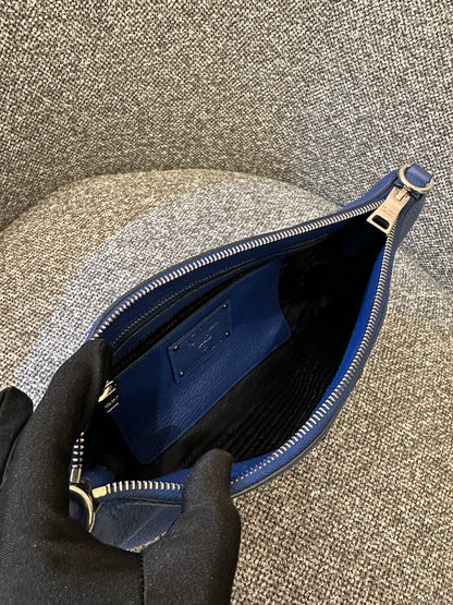 Prada Vitello Daino Leather Crossbody Bag in Blue