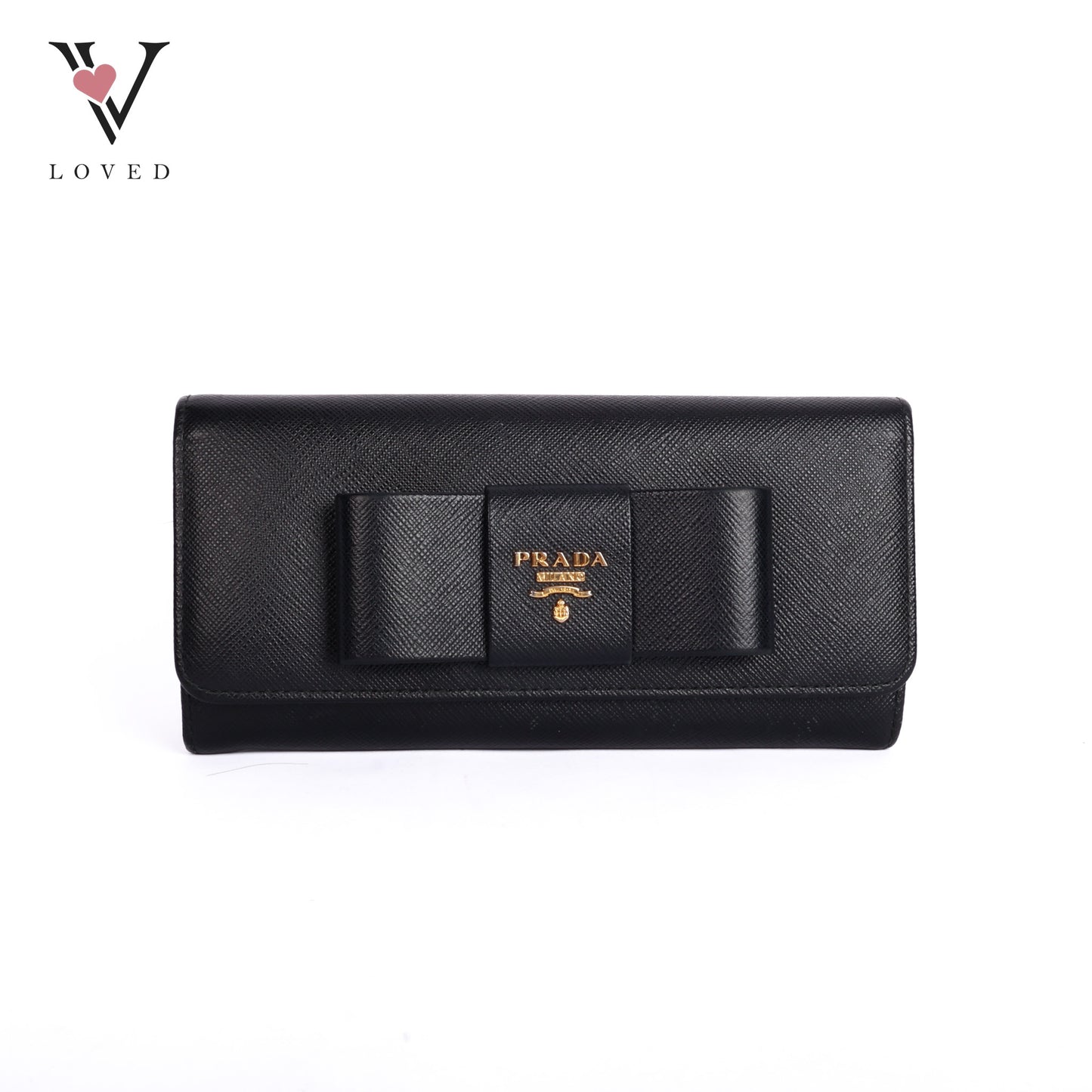 Black Saffiano Leather Bow Continental Wallet