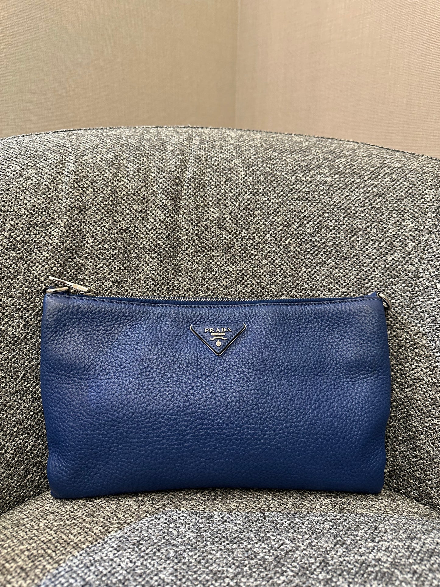 Prada Vitello Daino Leather Crossbody Bag in Blue