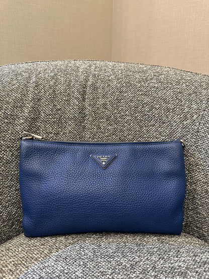 Prada Vitello Daino Leather Crossbody Bag in Blue
