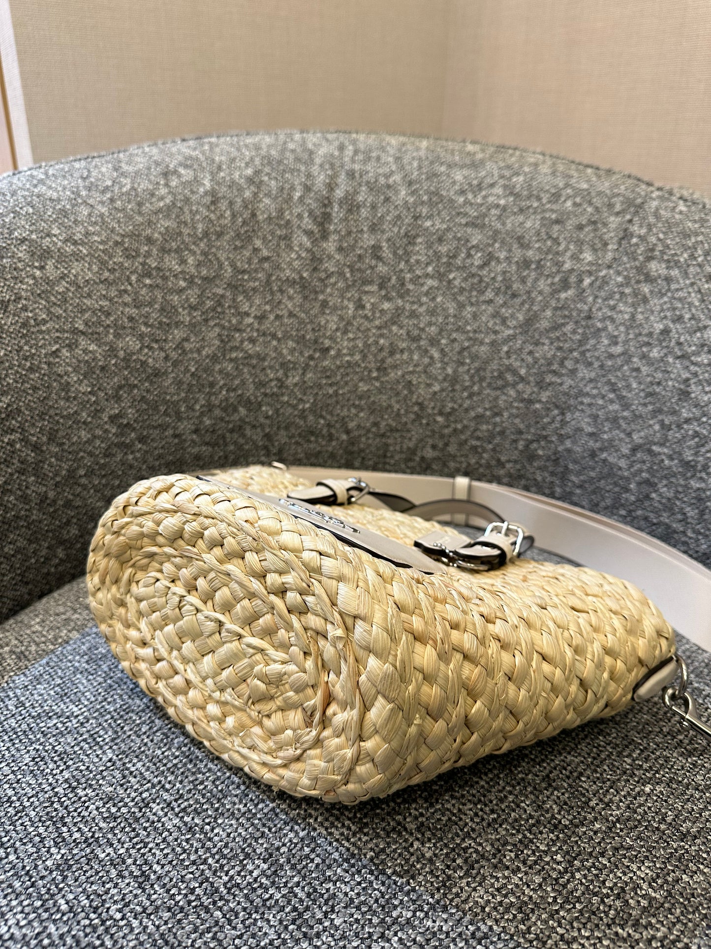 Coach Straw And Leather Raffia Tote Bag