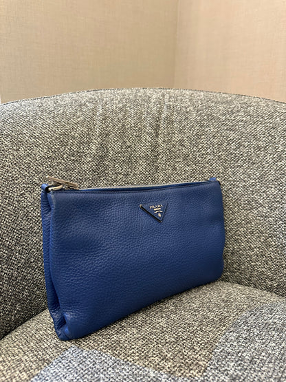 Prada Vitello Daino Leather Crossbody Bag in Blue