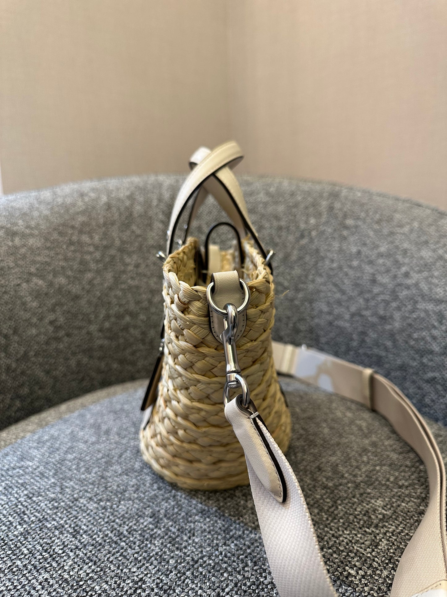 Coach Straw And Leather Raffia Tote Bag