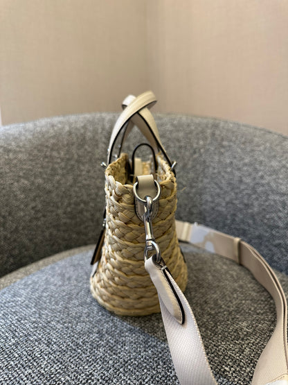 Coach Straw And Leather Raffia Tote Bag