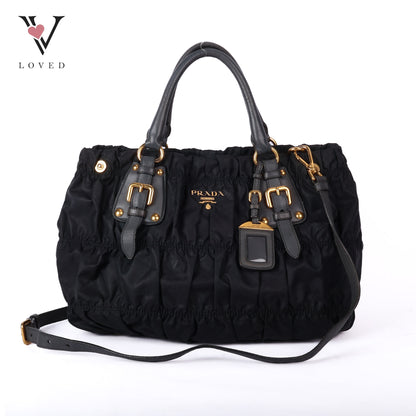 Black Tessuto Gauffre Tote bag