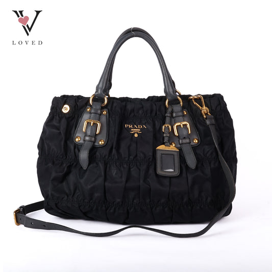 Black Tessuto Gauffre Tote bag