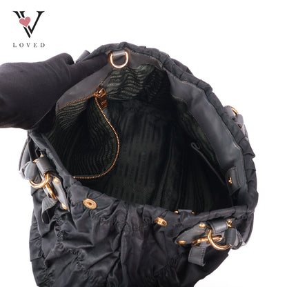 Black Tessuto Gauffre Tote bag