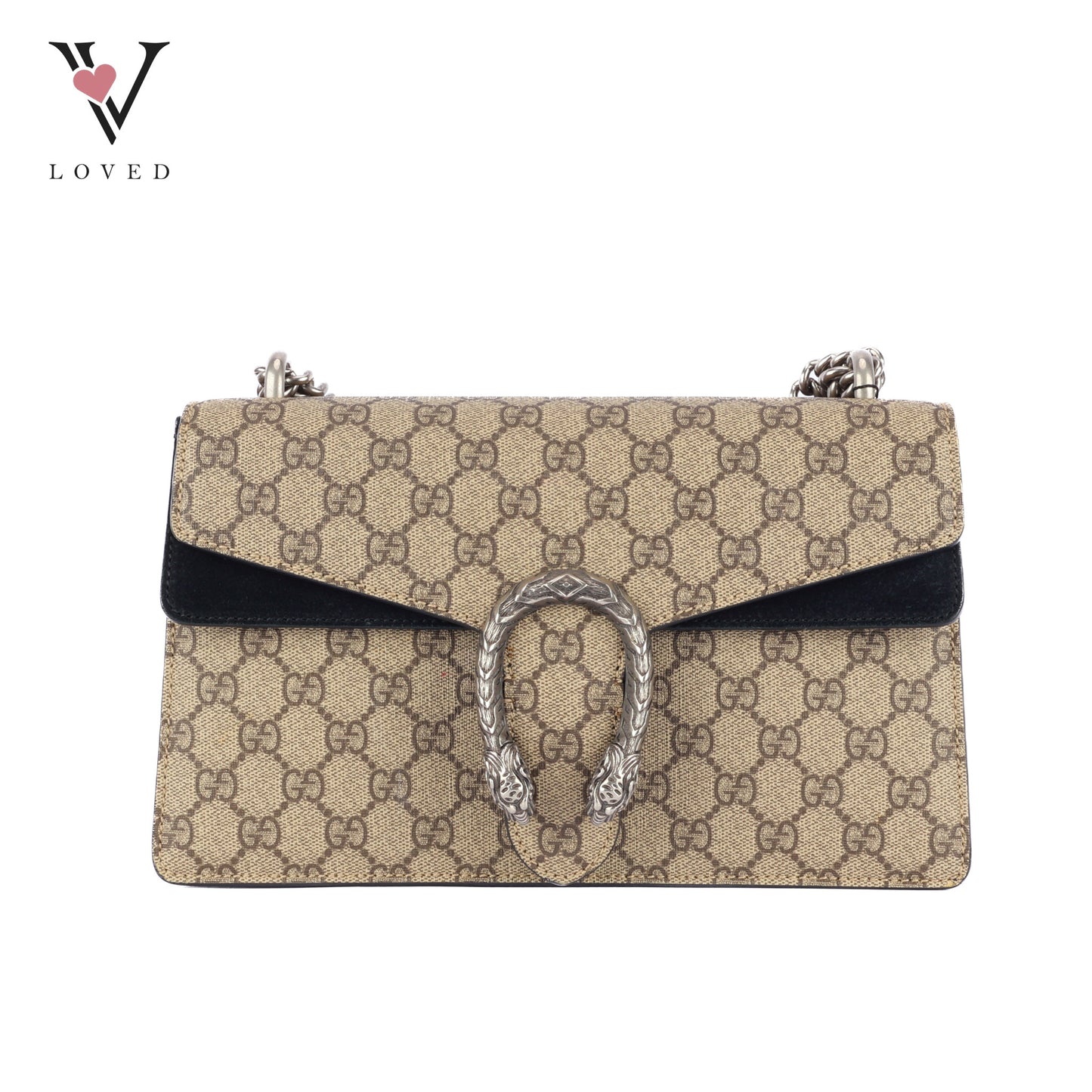 Gucci Dionysus GG Supreme Medium Shoulder Bag in Black Canvas