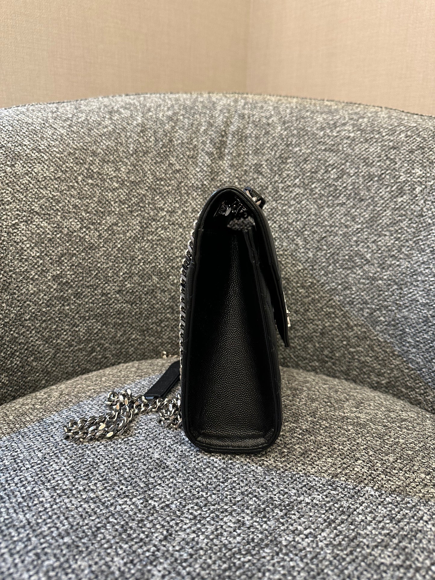 Yves Saint Laurent Monogram Envelope Shoulder Bag In Black Leather