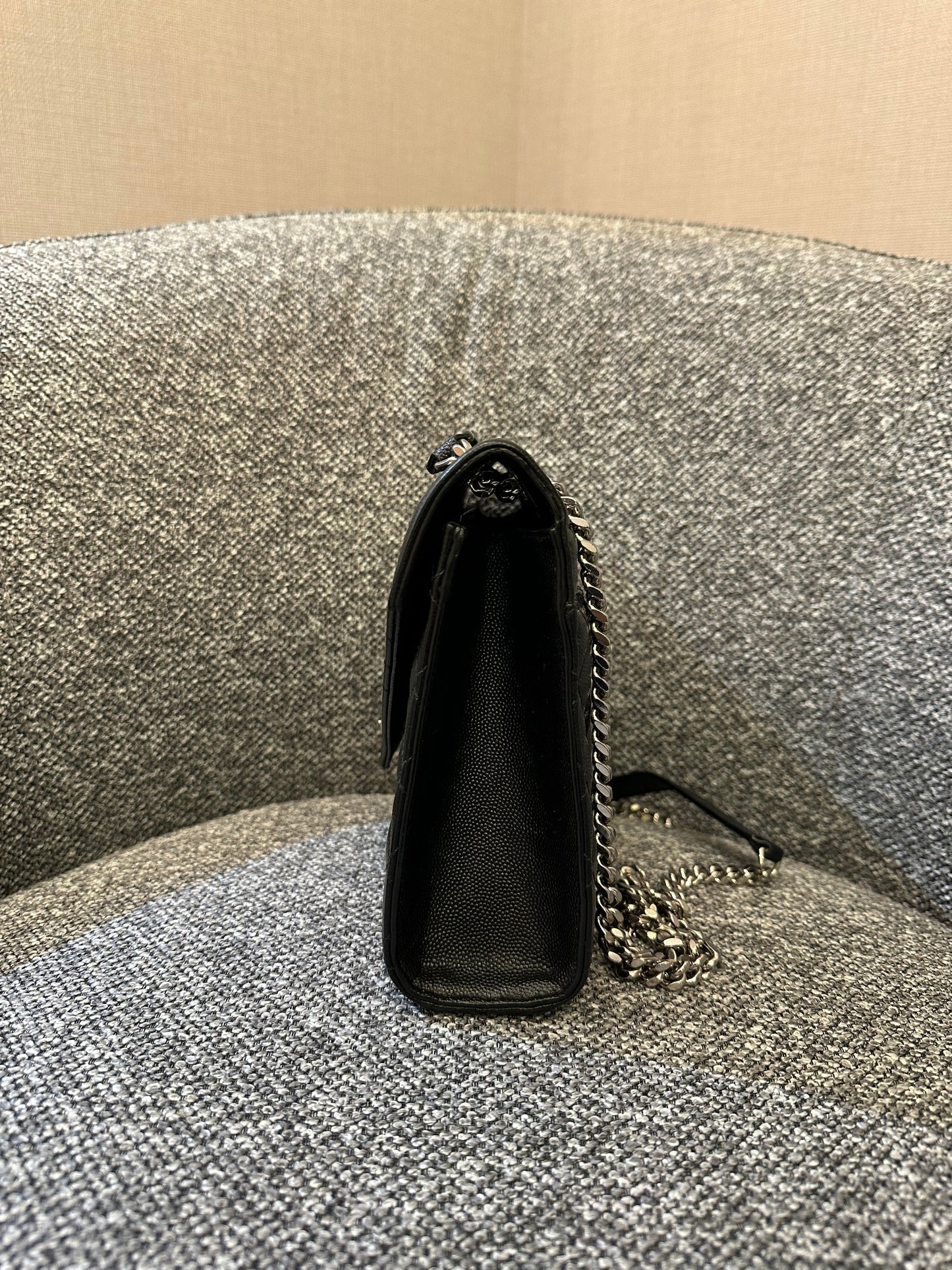 Yves Saint Laurent Monogram Envelope Shoulder Bag In Black Leather