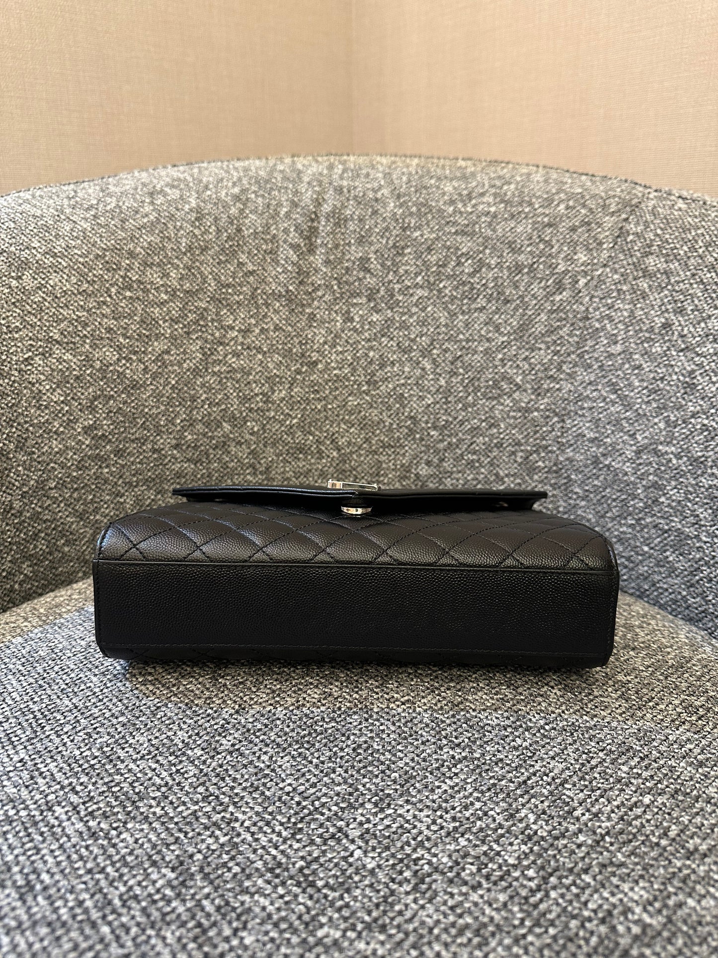 Yves Saint Laurent Monogram Envelope Shoulder Bag In Black Leather