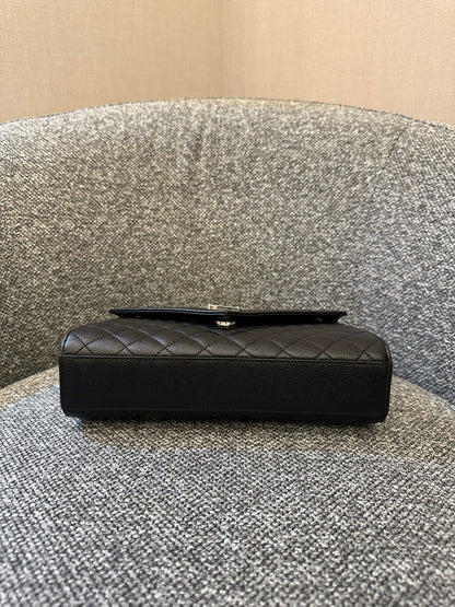 Yves Saint Laurent Monogram Envelope Shoulder Bag In Black Leather