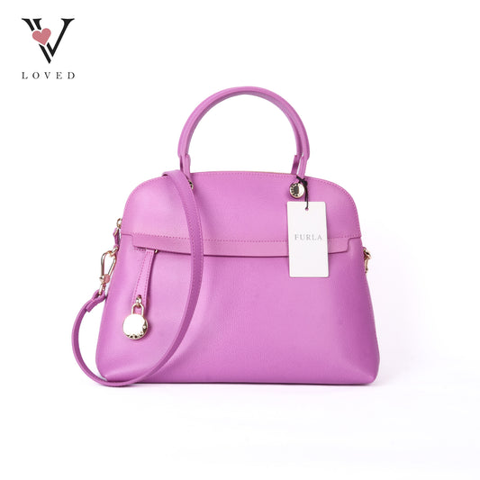 Piper Purple Leather Dome Handbag
