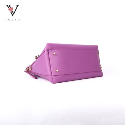 Piper Purple Leather Dome Handbag