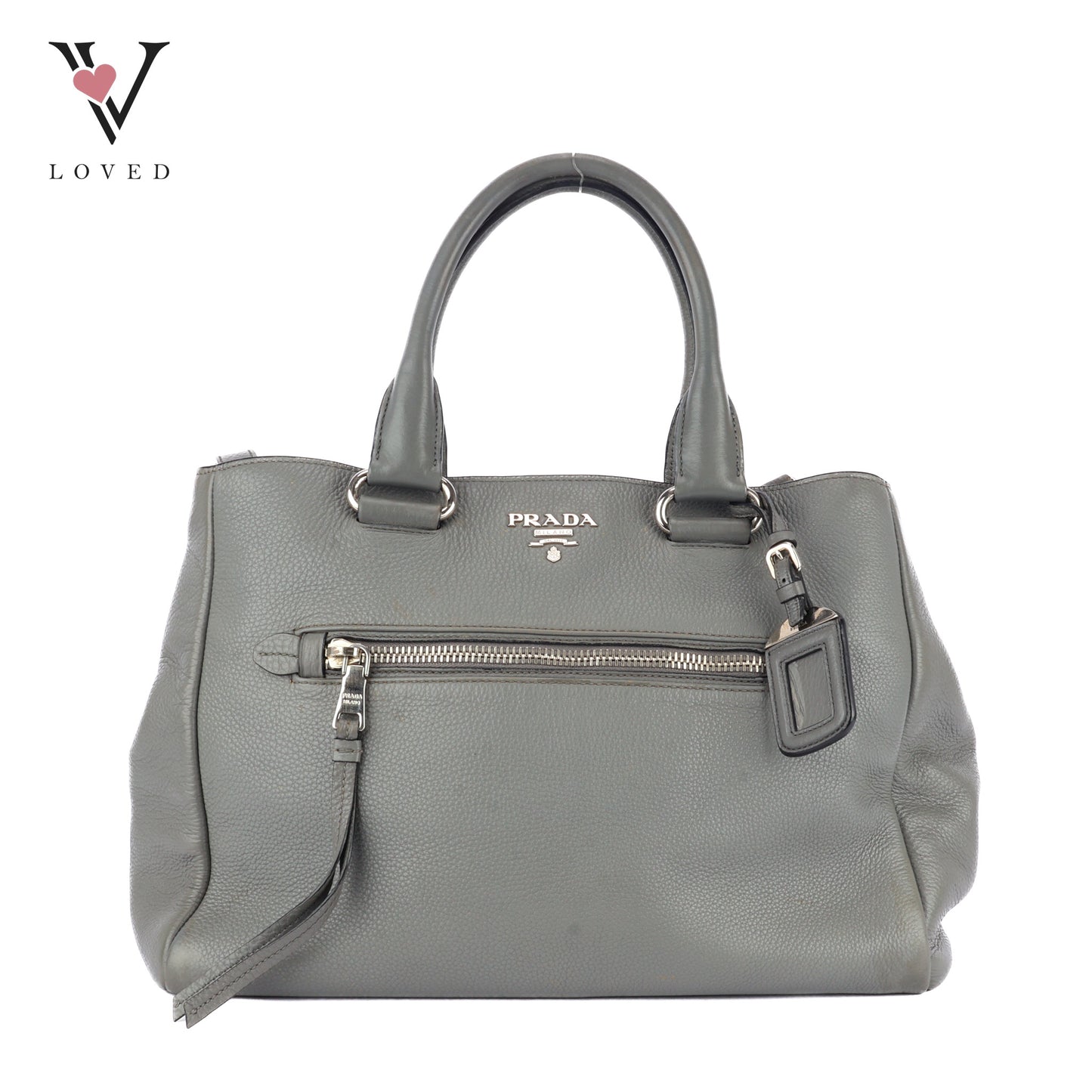 Vitello Phenix Leather Convertible Bag in Gray