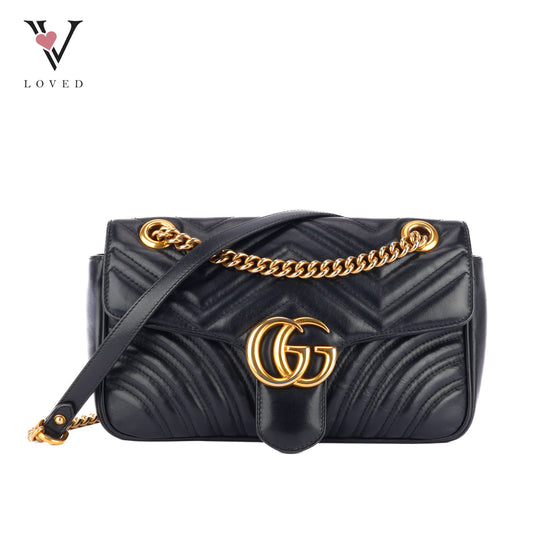 Gucci GG Marmont Mini Matelassé Shoulder Bag in Black Leather