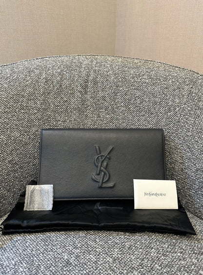 Yves Saint Laurent Belle De Jour Clutch in Navy Blue Leather