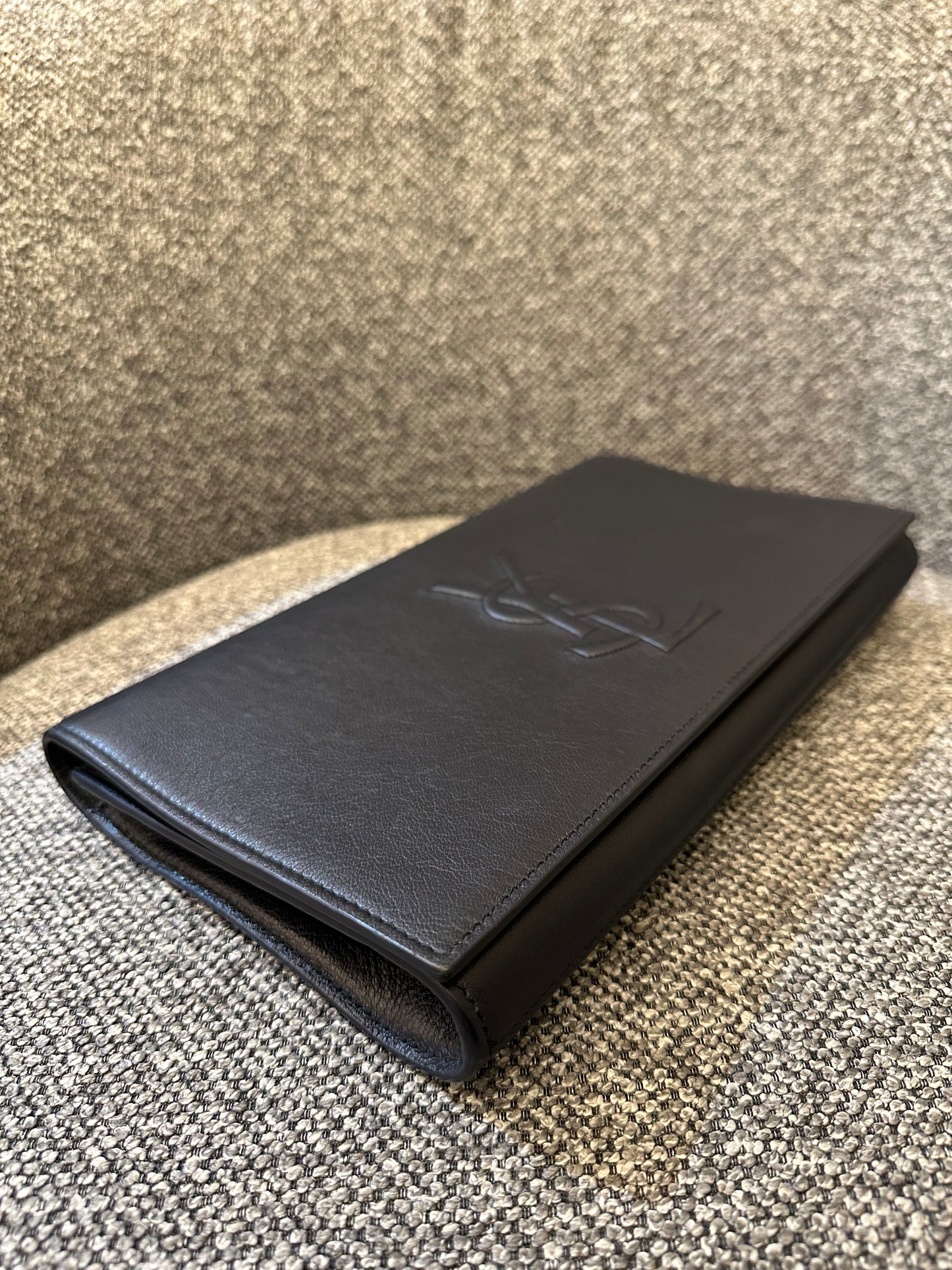Yves Saint Laurent Belle De Jour Clutch in Navy Blue Leather