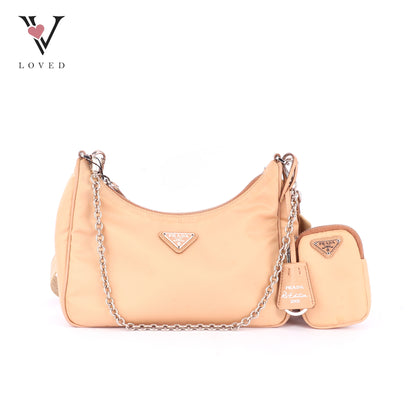 Prada Re-Edition 2005 Mini Hobo Bag in Beige