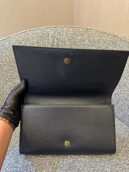 Yves Saint Laurent Belle De Jour Clutch in Navy Blue Leather