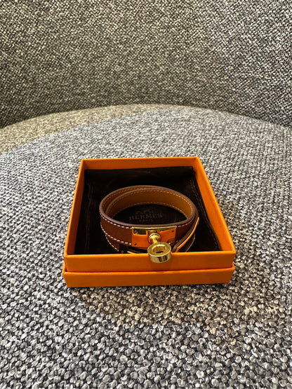 Hermès Kelly Double Tour Bracelet in Brown Leather