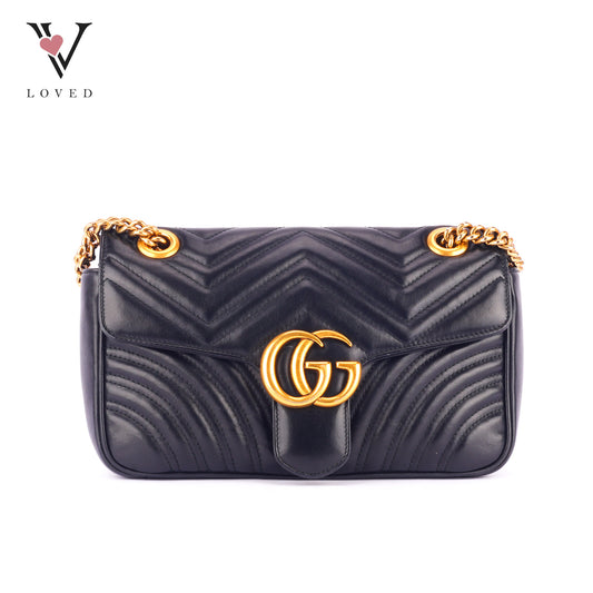 Gucci GG Marmont Shoulder Bag in Black Leather
