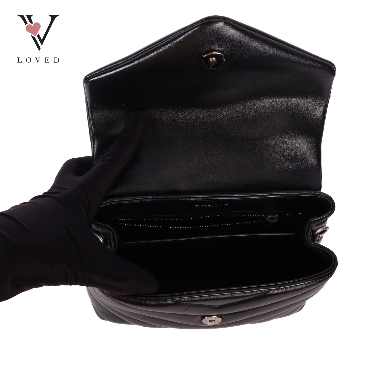 Black Mini Loulou Shoulder Bag In Lambskin