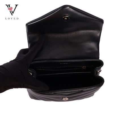 Black Mini Loulou Shoulder Bag In Lambskin