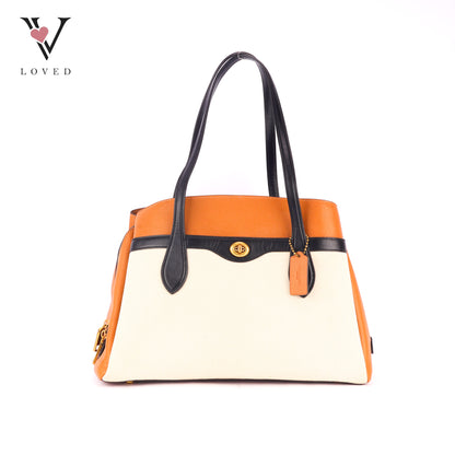 Coach Lora Carryall Tote Bag in Colorblock Pebbled Leather