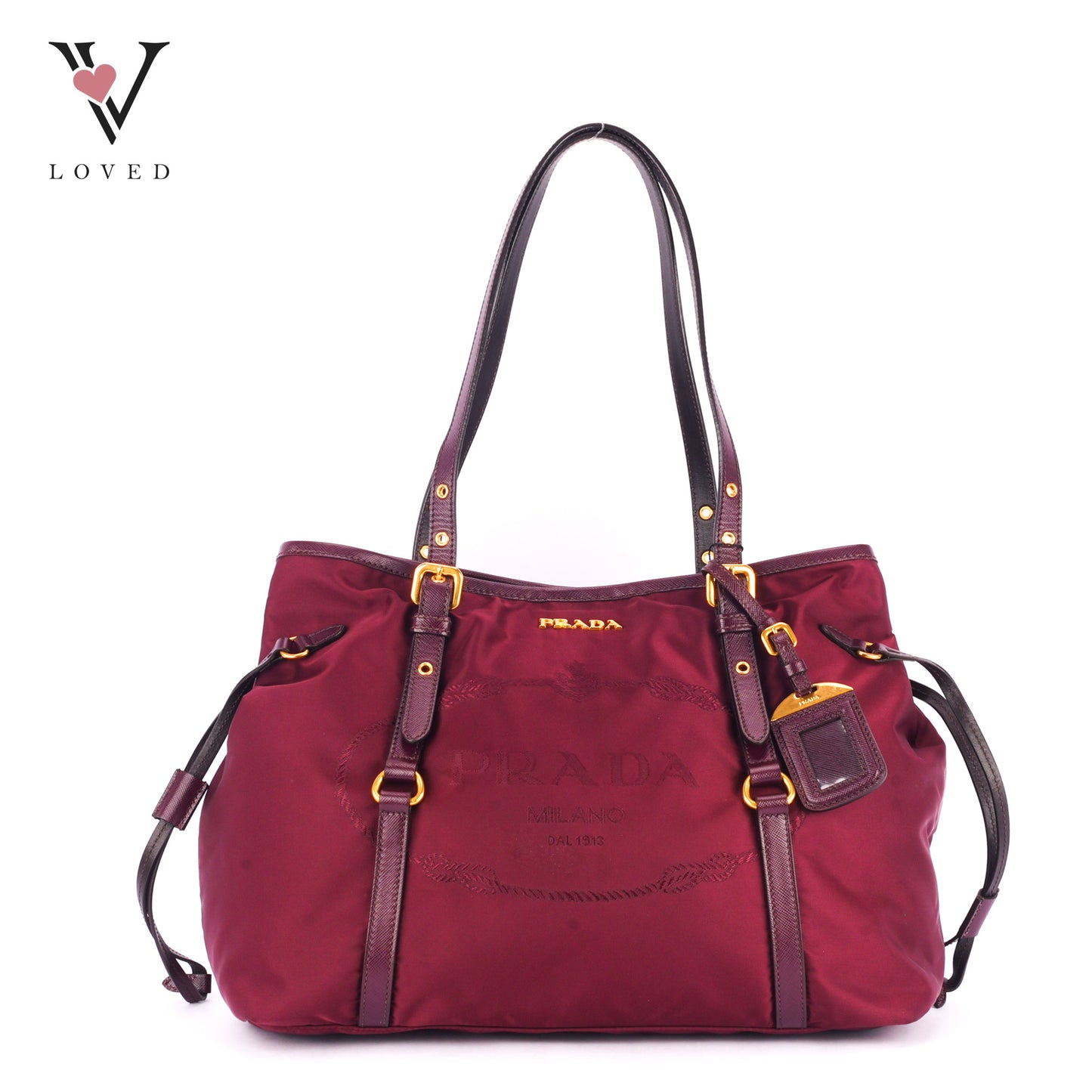 Prada Tote Bag in Burgundy Tessuto Nylon and Leather