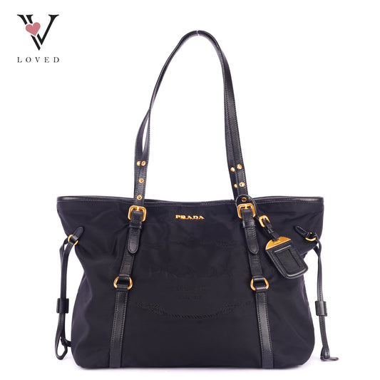 Prada Tote Bag in Black Tessuto Nylon and Leather