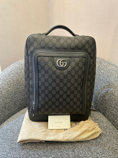 Gucci Ophidia GG Backpack Medium In Grey GG Supreme Coated Canvas