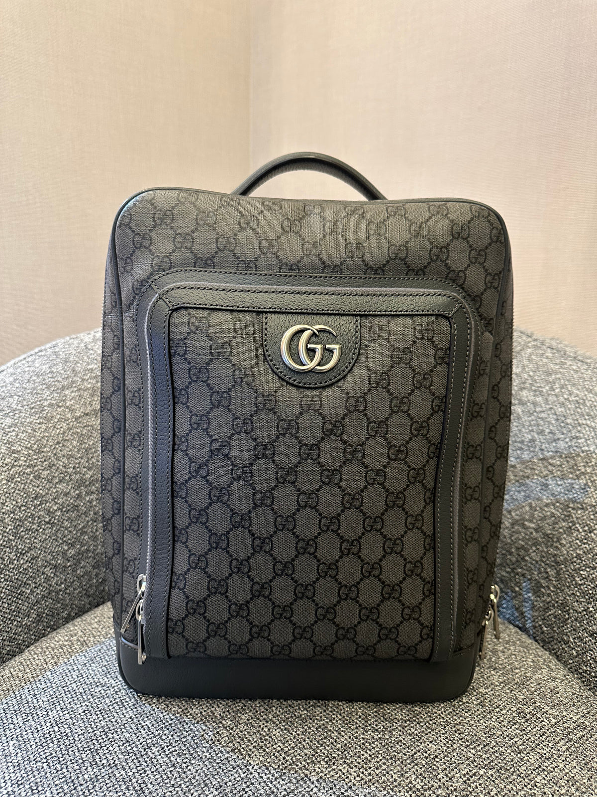 Gucci Ophidia GG Backpack Medium In Grey GG Supreme Coated Canvas