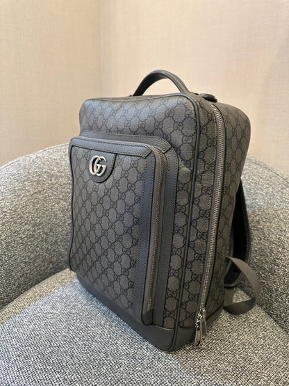 Gucci Ophidia GG Backpack Medium In Grey GG Supreme Coated Canvas
