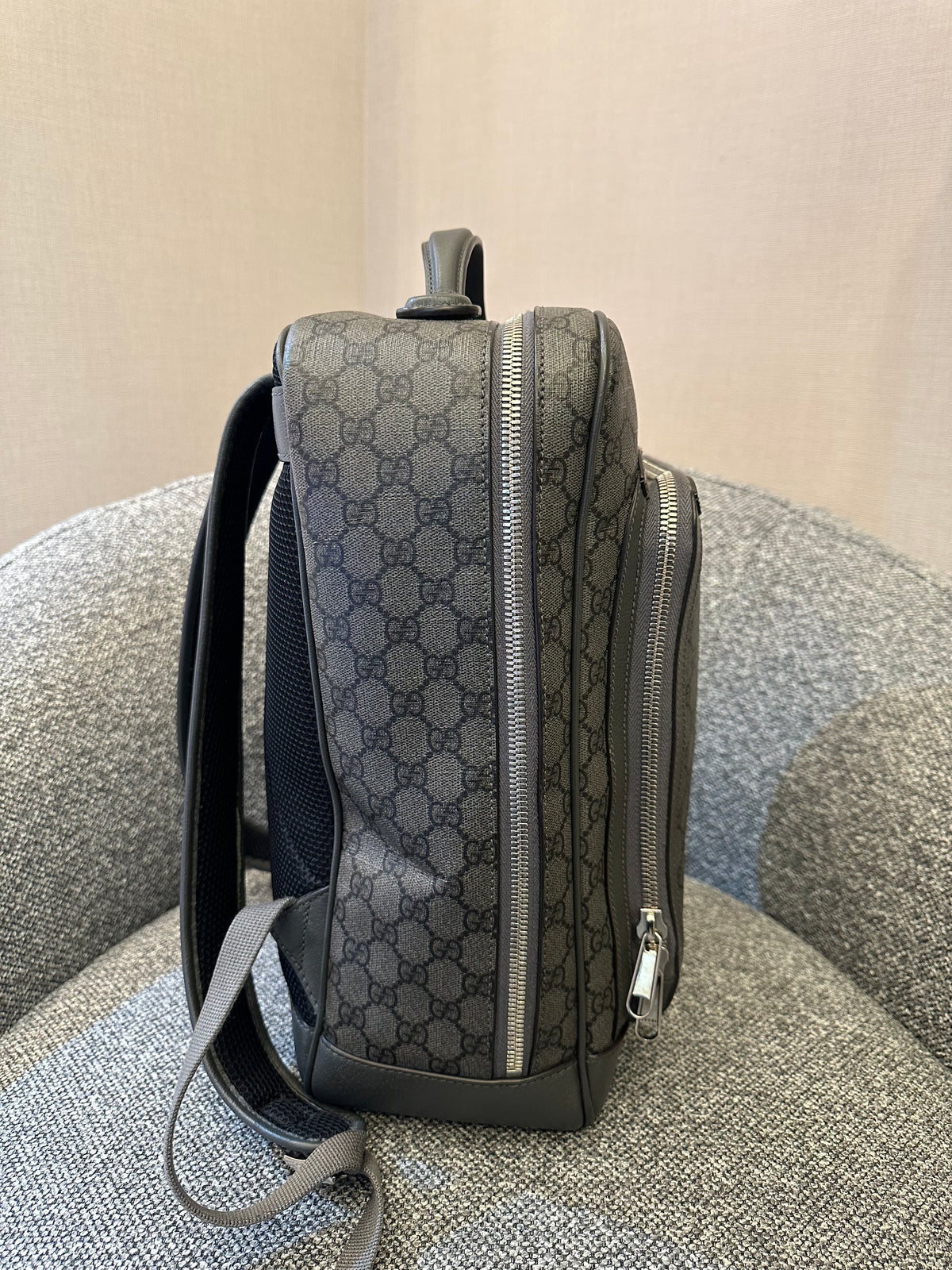 Gucci Ophidia GG Backpack Medium In Grey GG Supreme Coated Canvas
