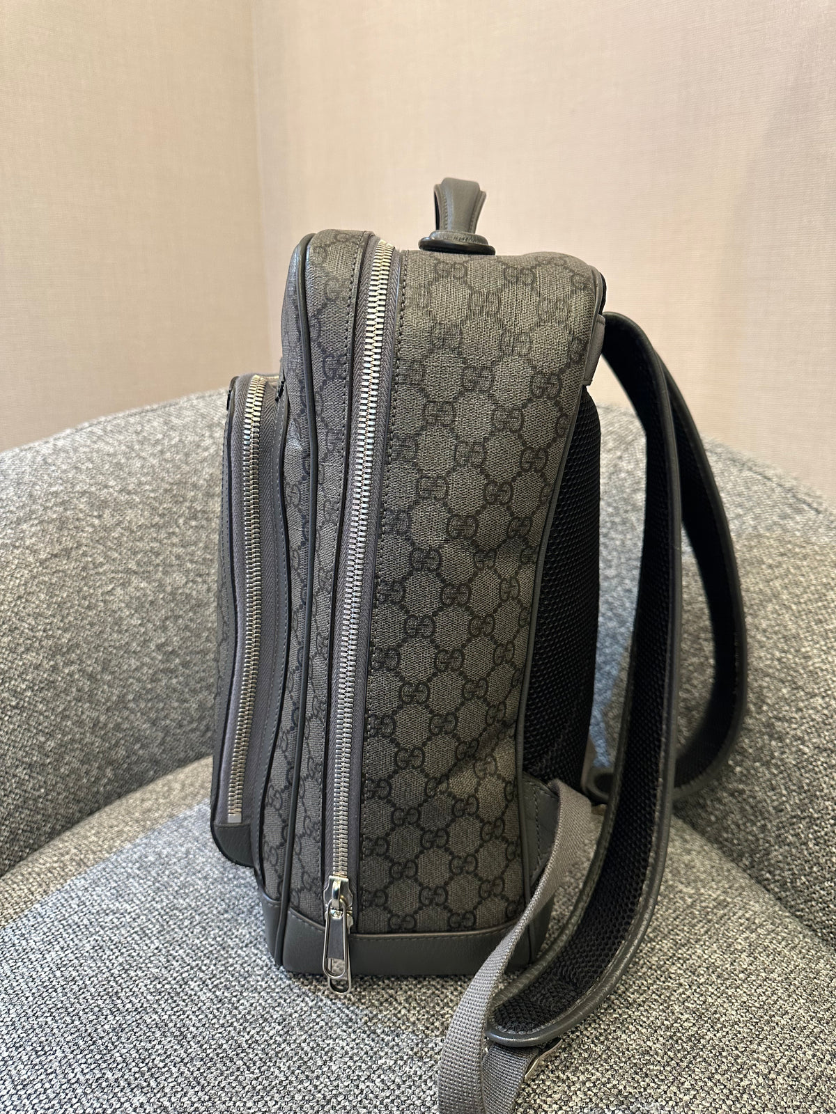 Gucci Ophidia GG Backpack Medium In Grey GG Supreme Coated Canvas