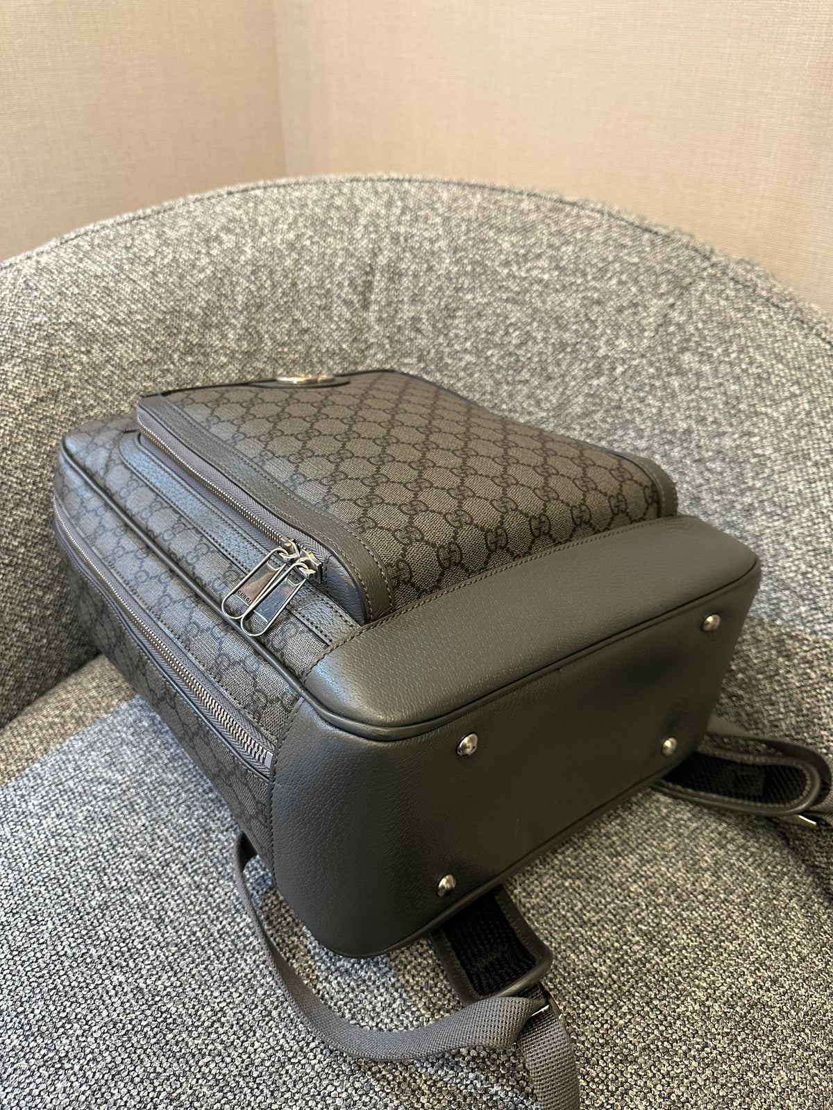 Gucci Ophidia GG Backpack Medium In Grey GG Supreme Coated Canvas
