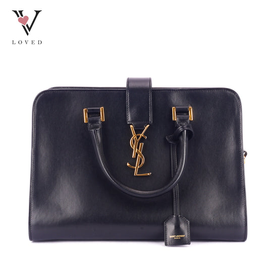 Yves Saint Laurent Baby Cabas Small Monogram in Black Calfskin Leather