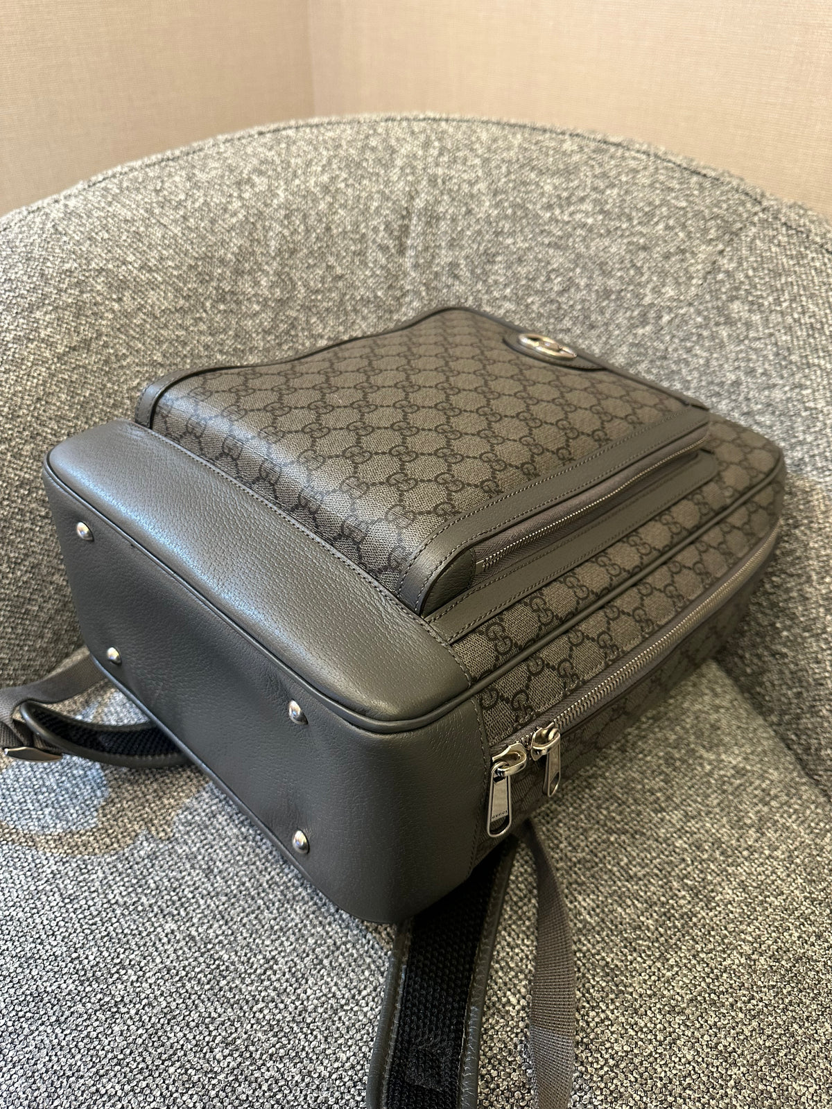 Gucci Ophidia GG Backpack Medium In Grey GG Supreme Coated Canvas