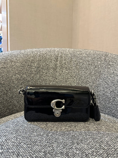 Coach Studio Baguette Shoulder Bag in Black Patent Leather