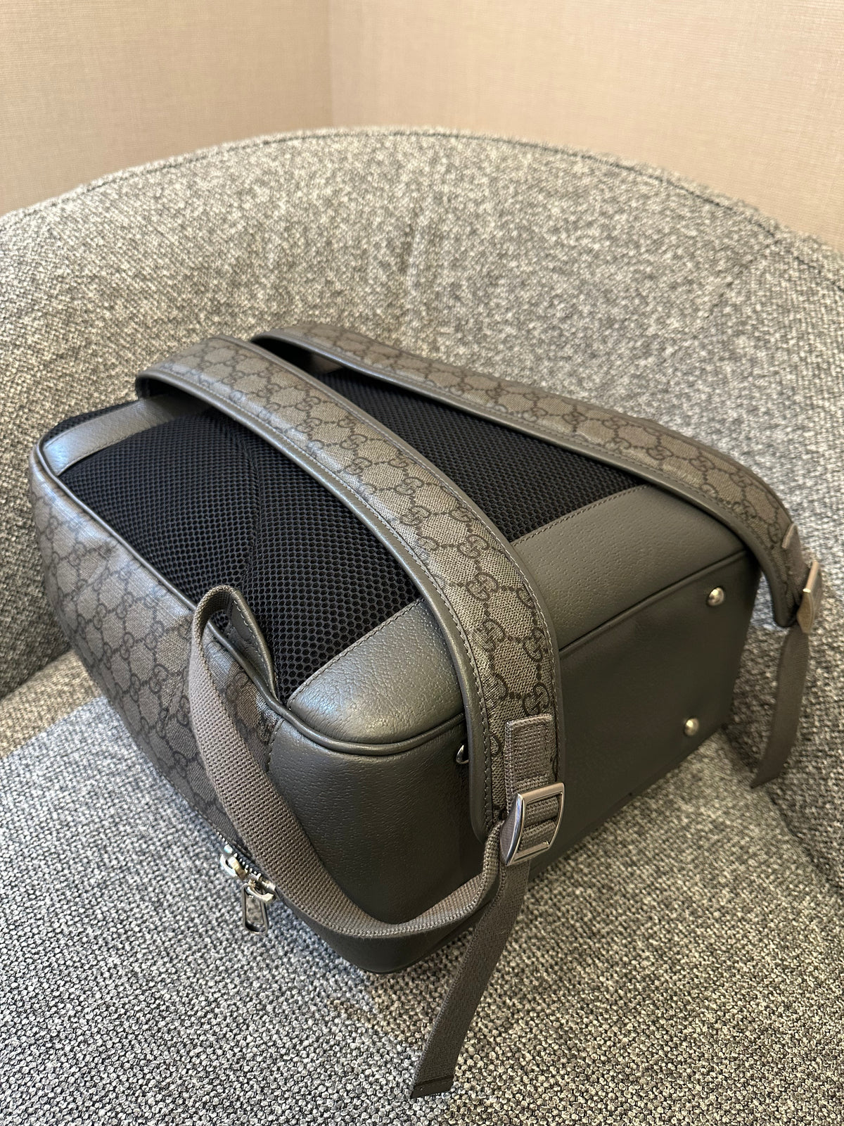 Gucci Ophidia GG Backpack Medium In Grey GG Supreme Coated Canvas