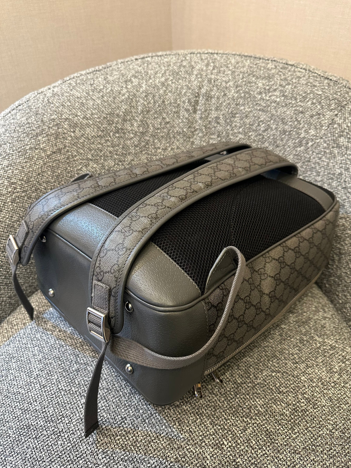 Gucci Ophidia GG Backpack Medium In Grey GG Supreme Coated Canvas