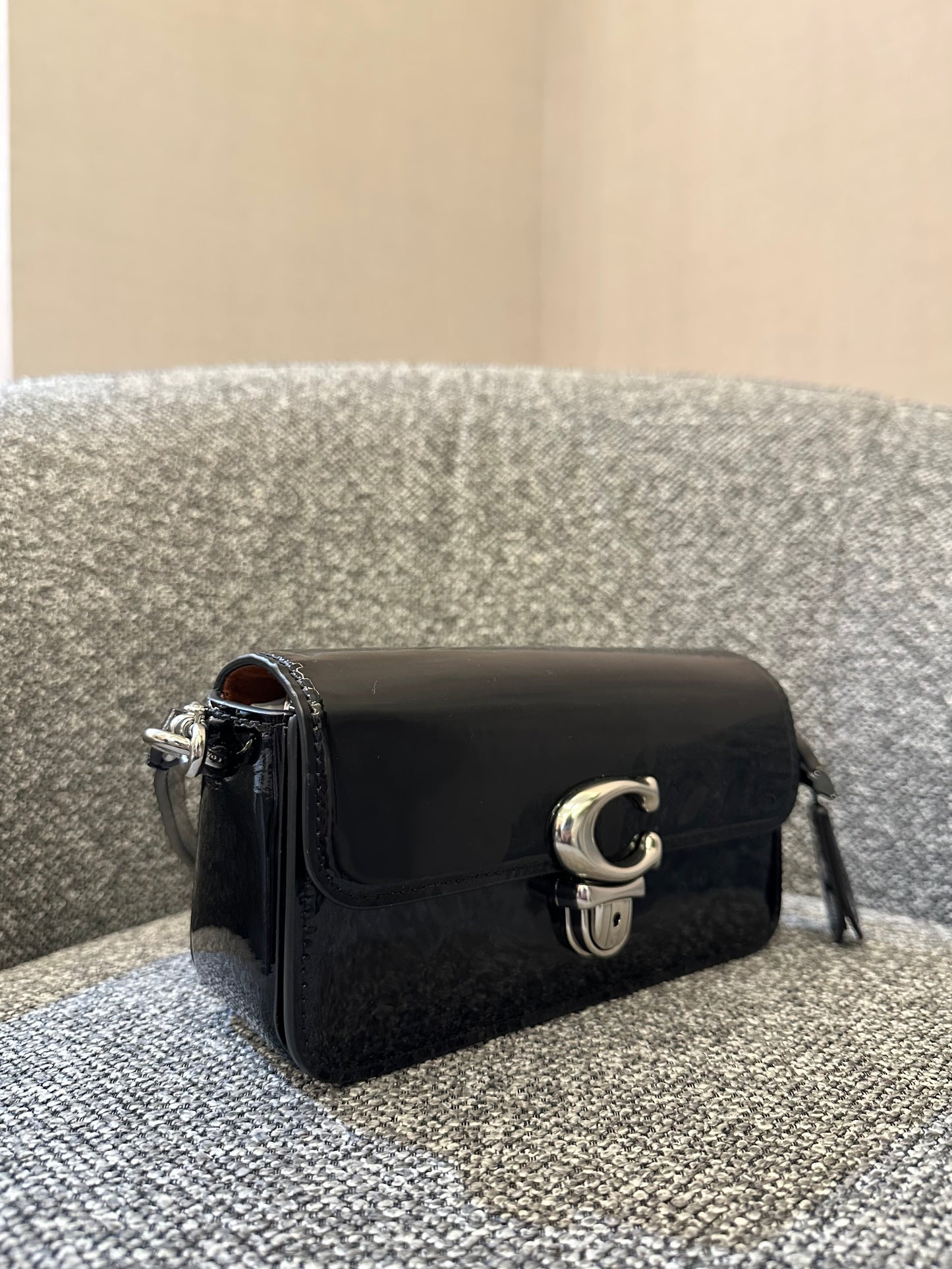 Coach Studio Baguette Shoulder Bag in Black Patent Leather