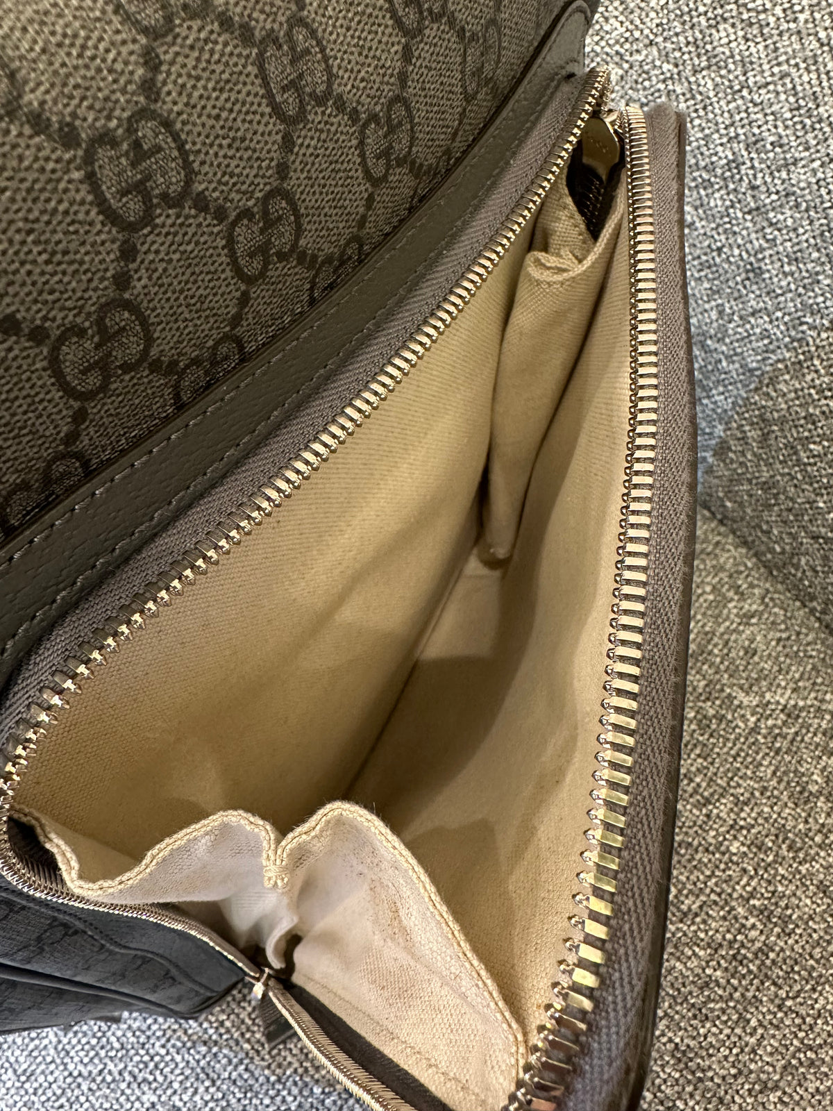 Gucci Ophidia GG Backpack Medium In Grey GG Supreme Coated Canvas