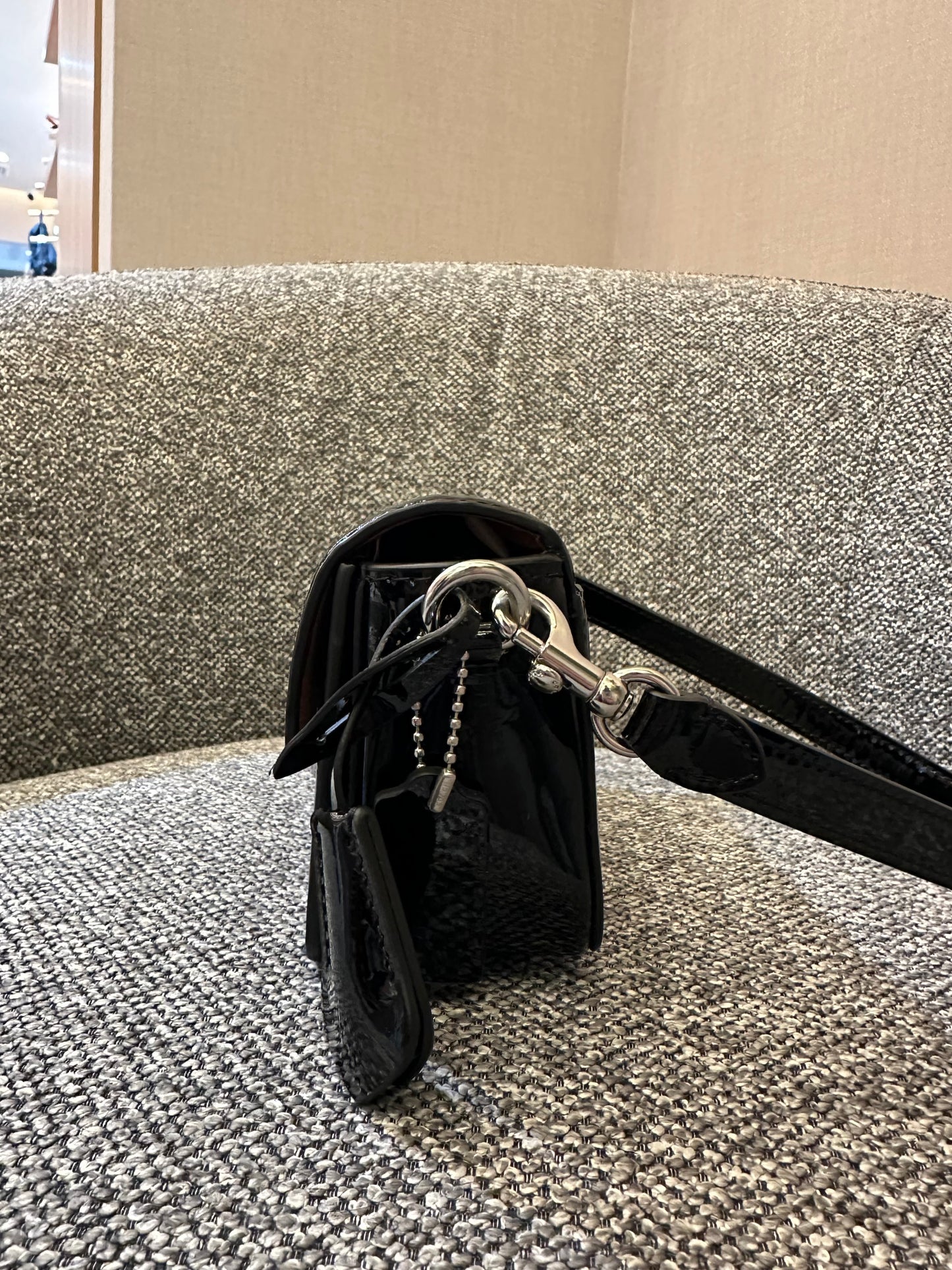 Coach Studio Baguette Shoulder Bag in Black Patent Leather