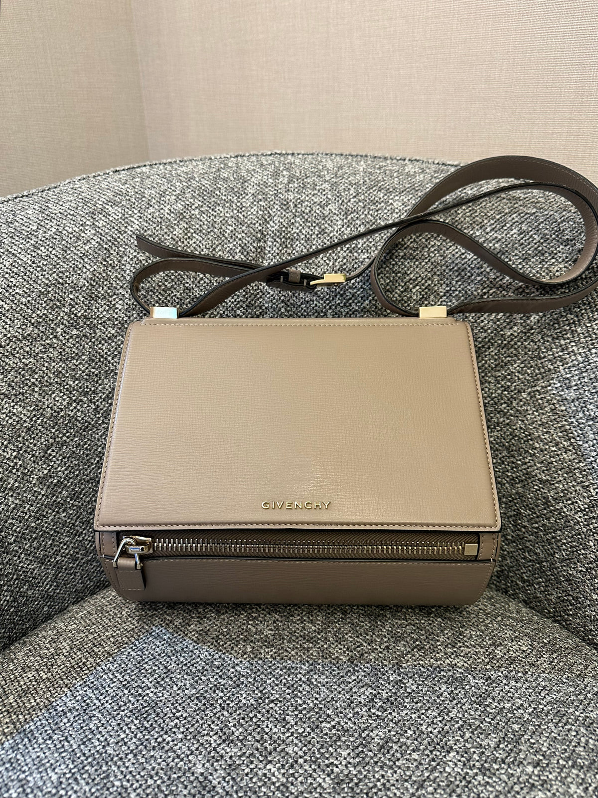Givenchy Pandora Box In Taupe Calfskin Leather