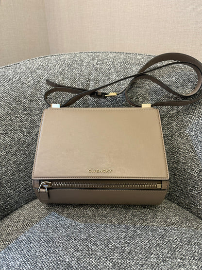Givenchy Pandora Box In Taupe Calfskin Leather