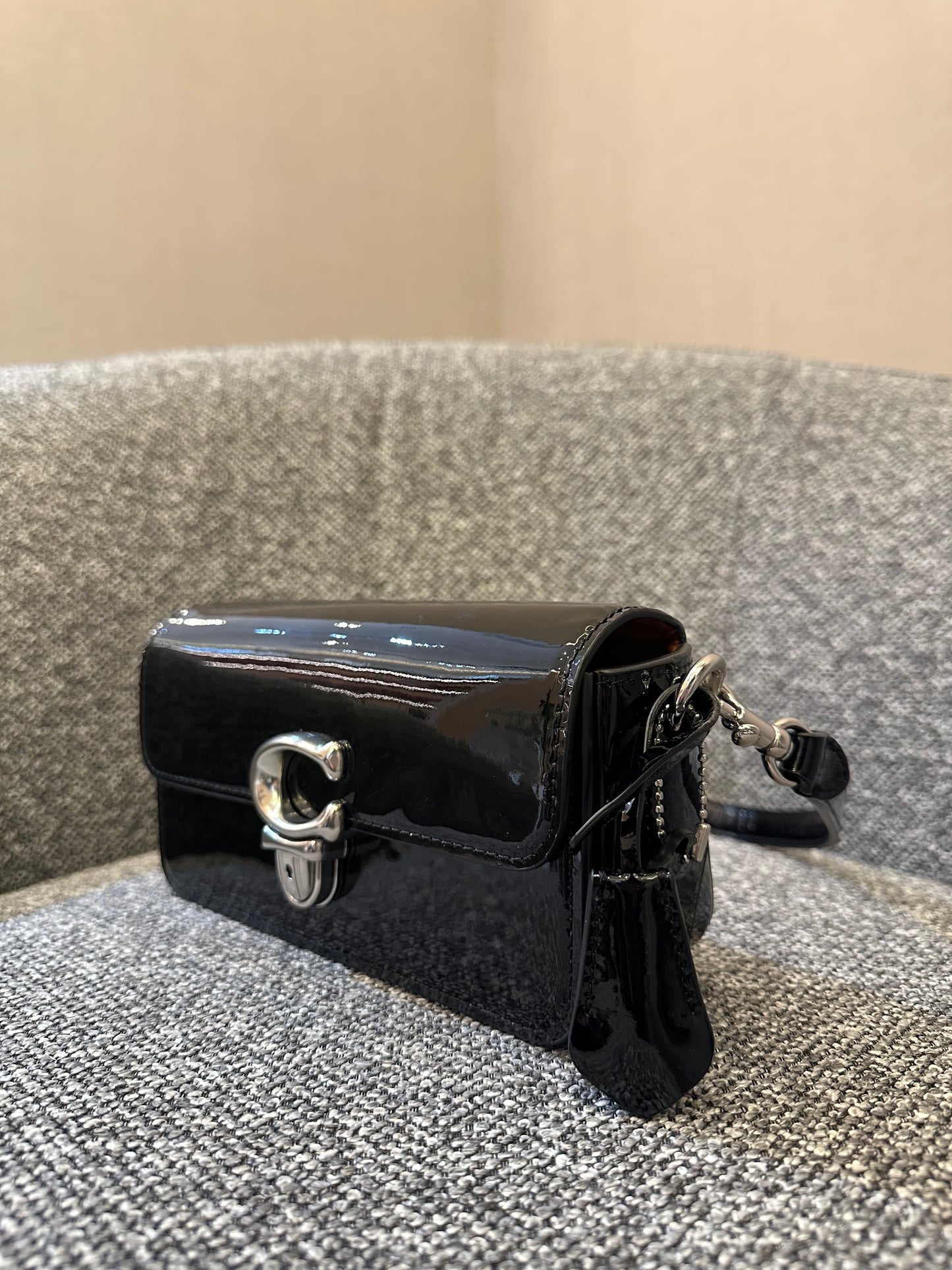 Coach Studio Baguette Shoulder Bag in Black Patent Leather