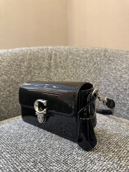 Coach Studio Baguette Shoulder Bag in Black Patent Leather