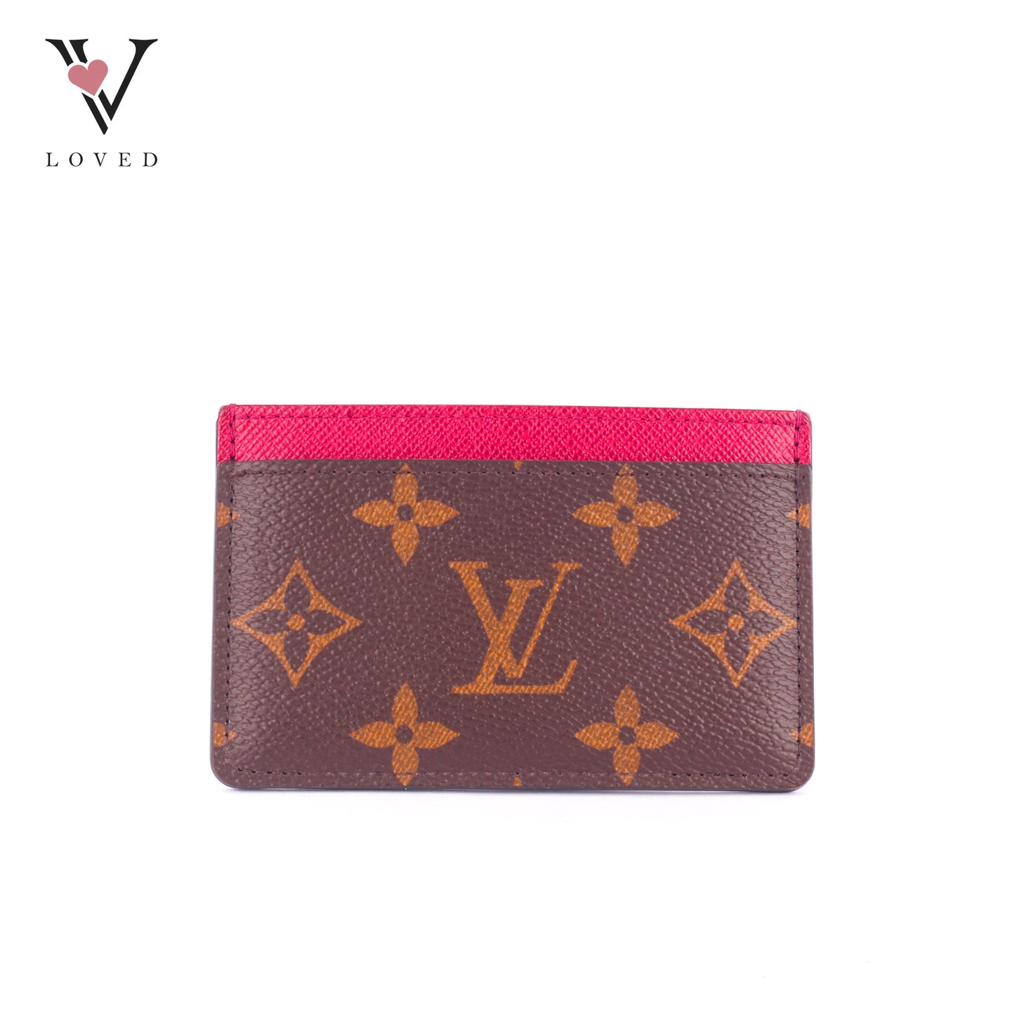 Louis Vuitton Card Case In Monogram Canvas with Red Lining
